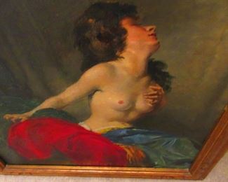 Oil on Canvass Nude Gypsy by Miklos Mihalovits 1888-1960