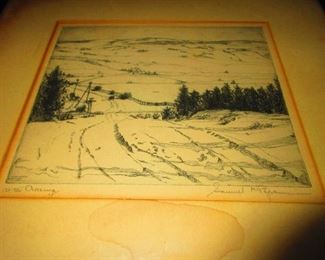 At The Crossing, by Samuel Kerness Popkins (Etching)