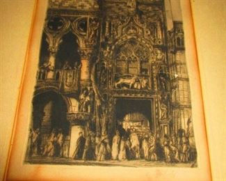 Engraving - Cathedral - Signed: L. Rosenfield
