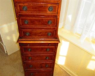 19th c. English Jewelry Cabinet with Oyster Veneer