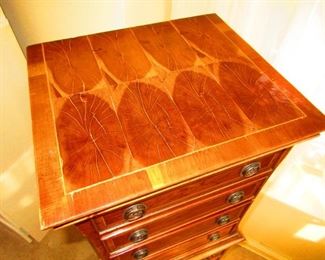 Detail of 19th c. English Jewelry Cabinet with Oyster Veneer