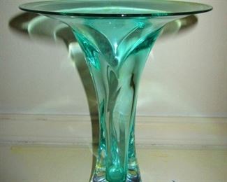 Green art Glass Vase by Winfey