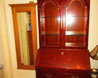 Henredon Secretary Desk and Pine Mirror