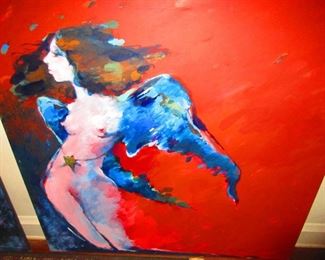 Tekavic - Oil on Canvas of Winged Nude