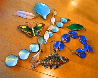 Danish Enameled Sterling Jewels