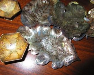 Sterling Silver Leaf Dishes and Salt Cellars