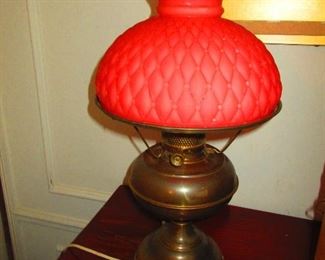 Oil Lamp with Satin Glass Shade