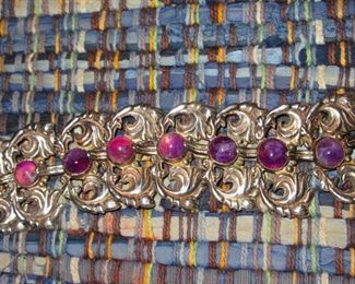 Taxco Sterling & Amethyst Bracelet
