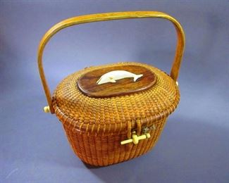 Stanley M. Roop Nantucket Lightship Basket Purse