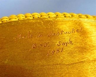 Signature on Bill & Judy Sayle Nantucket Basket Purse