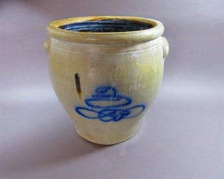 Antique Crock with Cobalt Decoration