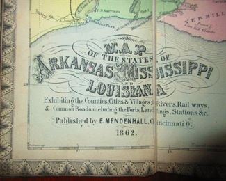 Detail of Civil War Era Map of Mississippi ca. 1866