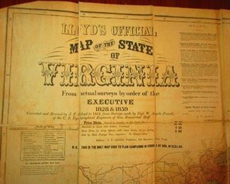 Detail of Civil War Era Map of Virginia ca. 1862. Lloyd's LG Map of the State of Virginia.