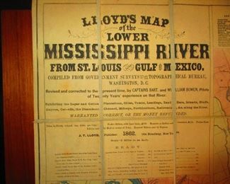 Detail of Civil War Era Map of Mississippi River ca. 1862. Lloyd's LG Map of the Lower Mississippi River from St. Louis to the Gulf of Mexico
