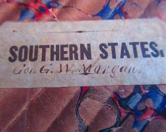 Detail of Box of Civil War Era Map of Southern States Belonging to General G.W. Morgan Ca. 1862. (Rail Road Map of the Southern States), P.S. Douval & Son