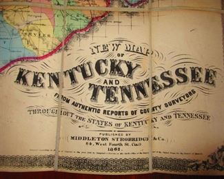 Detail to LG Civil War Era Map of Kentucky & Tennessee, Belonging to General G.W. Morgan Ca. 1862. Middleton Strobridge & Co.