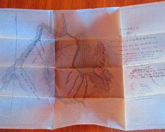 Detail of Battlefield Map Found Tucked in Civil War Era Map of Kentucky & Tennessee Belonging to General G.W. Morgan Ca. 1863. Hand Drawing w/ Details to Position of Union Forces During the Vicksburg Campaign, as Commanded by General Morgan.