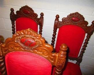 Detail of Group of Four Jacobean Style Sidechairs