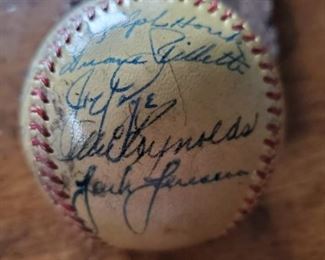 Signatures of Ralph Houk, Duane Pillette, Joe Page, Allie Reynolds, Jack Jensen on 1950 Yankees World Series Team Signed Baseball