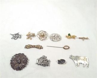 pins and brooches including sterling silver 
