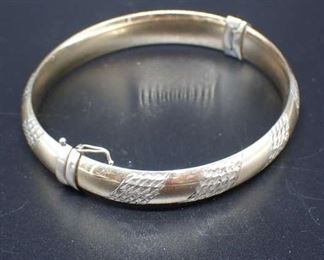Sterling Silver & Gold Bracelet W/ Textured Print