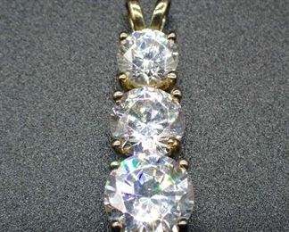 Vermeil Gold & Sterling Pendant W/ Large Cz Stones