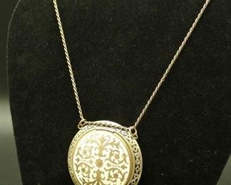 Sterling Silver Necklace W/ Compact & Mirror