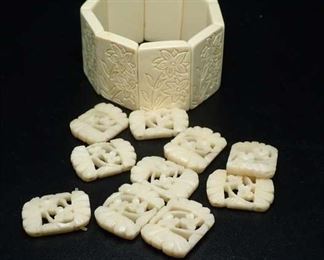 Mixed Collection Of Ivory-Like Bracelet & Beads