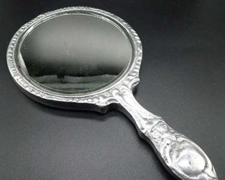 Heavy Vintage Metal Hand Mirror