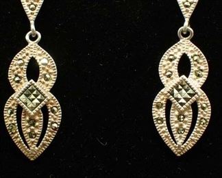 Sterling Silver Dangle Earrings W/ Textured Pattern