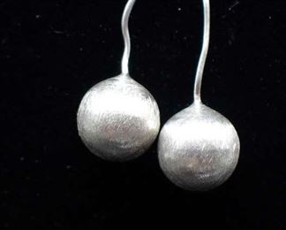 Pair Of Sterling Silver Pearl Dangle Earrings
