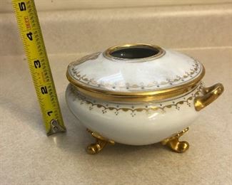 G & O Antique Footed Hair receptacle