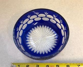6" Czech Crystal Blue Cut to Clear Bowl