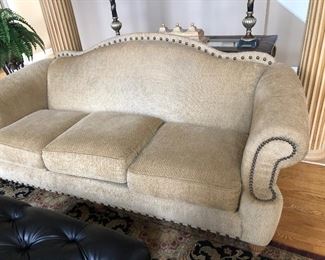 Thomasville Camelback Nailhead Trim 3 Cushion Sofa