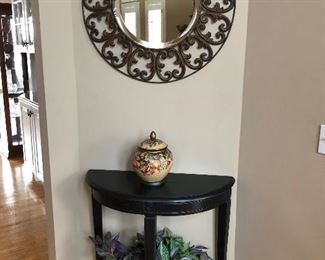 entry table and round mirror