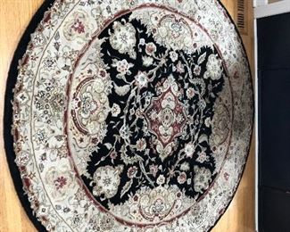 Round 6x6 Nourison 2000 2028 Black Tufted Carpet , New Zealand Wool