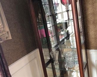 Pair of 5 shelf glass side loading curio cabinets