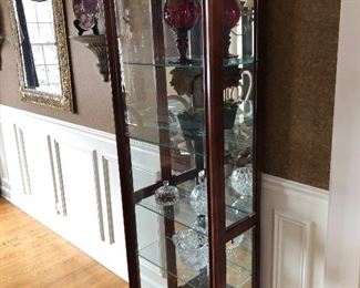 Pair of 5 shelf glass side loading curio cabinets