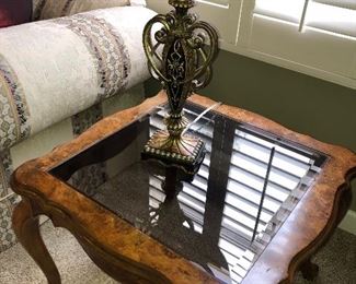 Pair of glass top square end tables