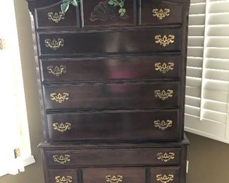 large tall boy queen anne chest of drawers