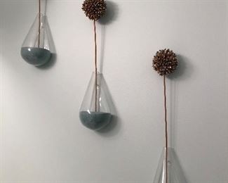 Set of Tear Drop hanging decor with teal sand