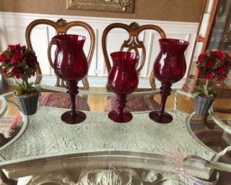 Red Glass Candle Decor, Small Red Topiary