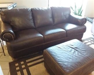 Leather sofa/chair and ottoman