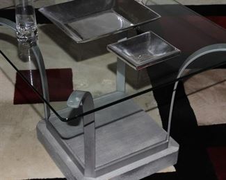 $110.00-Square Glass Topped End Table