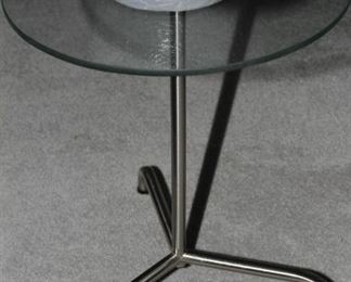 $45.00-Round Glass Topped Side Table