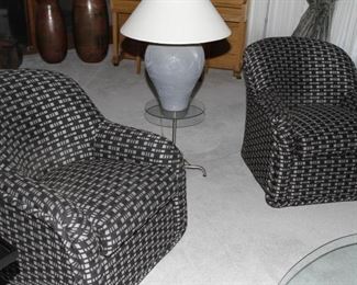 $365.00/each-Black & White Custom Swivel Chairs #1 & #2