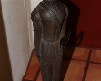 $65.00-Cast Iron Knight with 3 Piece Fireplace Set includes poker, brush and tongs