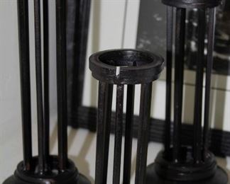 $45.00-Set of 3 Tall Black Iron Candlesticks