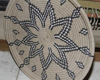 $28.00-Shallow Two Color Rattan Basket