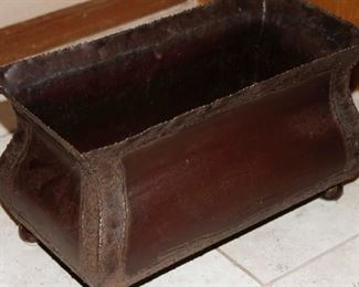 $45.00-Rustic Hand Cut Iron Vase on Feet